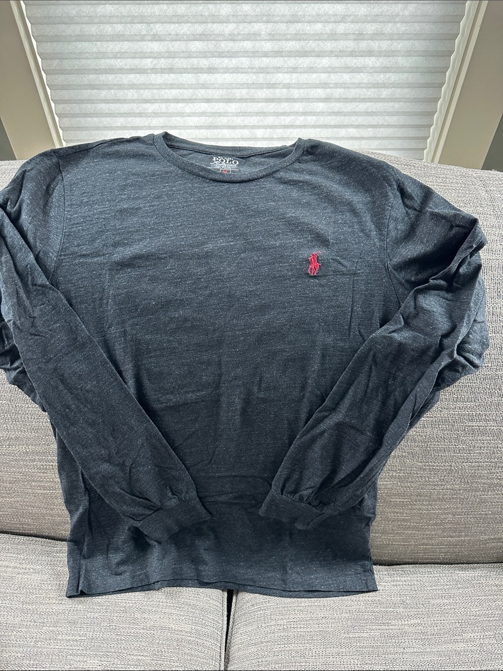 Polo by Ralph Lauren Black tri blend Long-Sleeve Crewneck with Red Pony